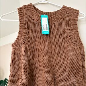 Brown Sleeveless Knit Sweater